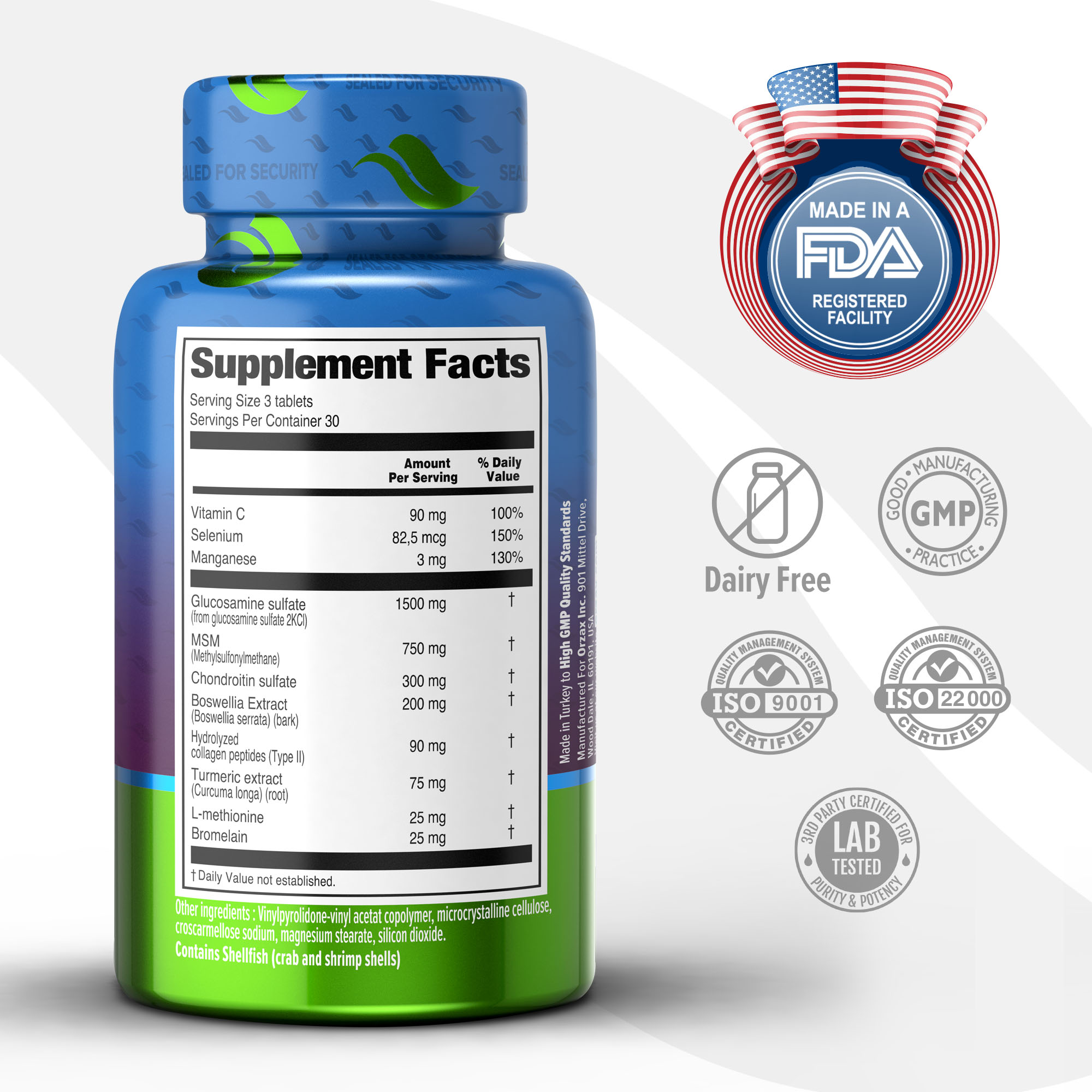 ORZAX GLUCOSAMINE CHONDROITIN MSM COMPLEX - Image 2